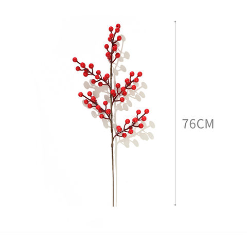 5 Forks Artificial White Berries Stems Christmas Berry Branches