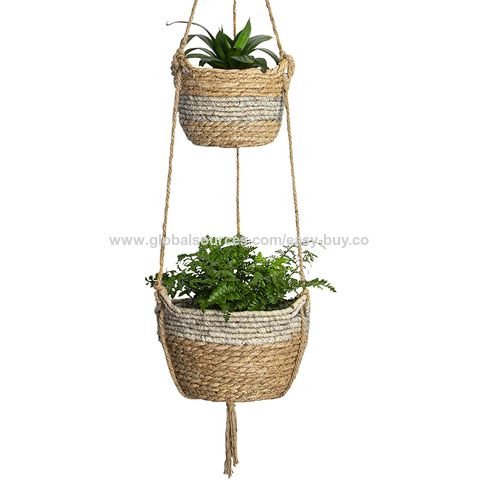 Home Hanging Wicker Rattan Straw Wall Hanging Flower Basket Flower Pot  Simulation Hanging Basket - China Hanging and Wicker price