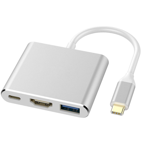 CV-T-24 Hub 3 EN 1 Type-C vers HDMI+USB3.0+PD - Adaptateur Multiport USB-C pour Vidéo et Charge Rapide
