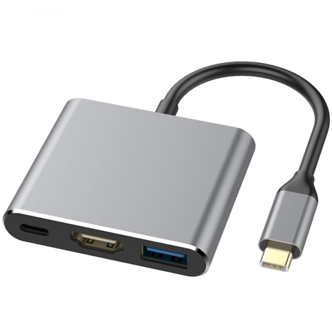 CV-T-24 Hub 3 EN 1 Type-C vers HDMI+USB3.0+PD - Adaptateur Multiport USB-C pour Vidéo et Charge Rapide