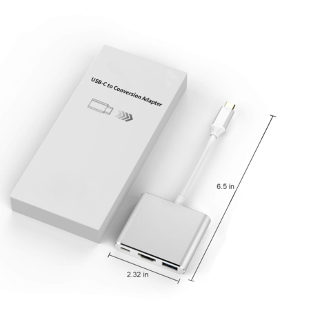 CV-T-24 Hub 3 EN 1 Type-C vers HDMI+USB3.0+PD - Adaptateur Multiport USB-C pour Vidéo et Charge Rapide