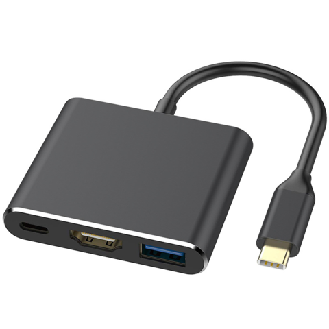 CV-T-24 Hub 3 EN 1 Type-C vers HDMI+USB3.0+PD - Adaptateur Multiport USB-C pour Vidéo et Charge Rapide