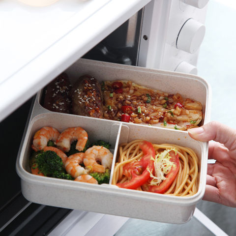 Buy Wholesale China Wheat Straw Plastic Bento Box Microwave Heated Box  Large Capacity Lunch Box & Lunch Box at USD 0.59