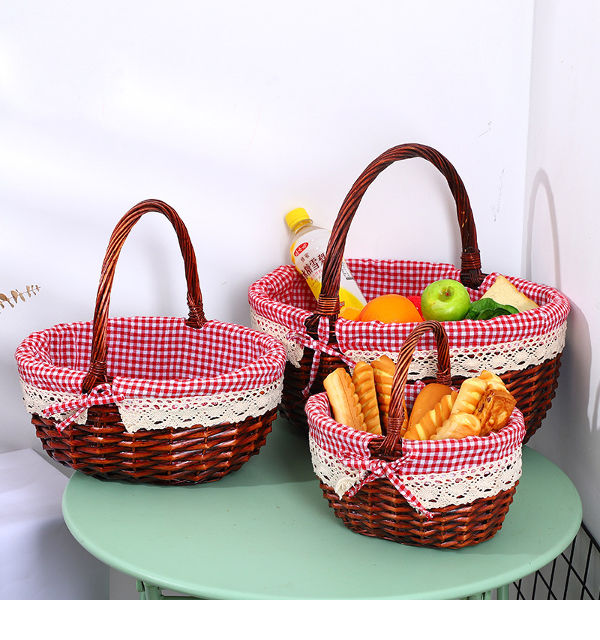 Handmade Rattan Small Storage Box Basketry with Lid for Bulk