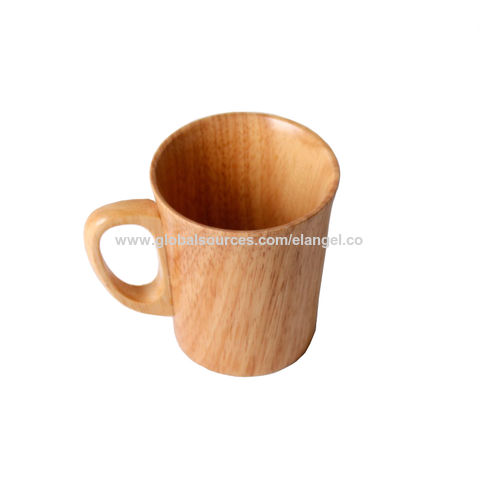Handmade Wooden 300mL Milk Beer Mug Wine Tea Drink Handcrafted Wood Cup Cap