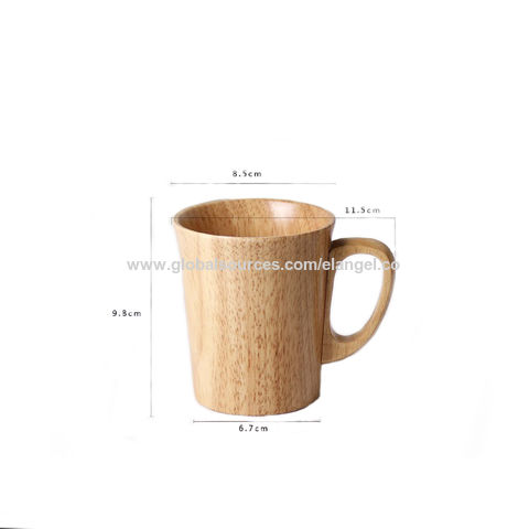 Handmade Wooden 300mL Milk Beer Mug Wine Tea Drink Handcrafted Wood Cup Cap