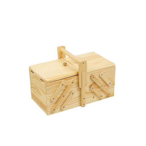 Buy Wholesale China Eco-friendly Custom Fsc Natrural Fold-out Wooden Sewing  Box 3-tier Wooden Needlework Tools Organizer & Wooden Sewing Box at USD 1