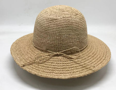 High quality raffia crochet straw women's sun beach fedora hats supplier