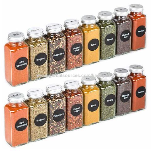 24/36pcs, Spice Jar With Label, 4 Oz Glass Spice Jar With Bamboo Lid, Empty  Glass Spice Bottle With Label, Kitchen Empty Spice Jar With Shaker Lid, Ki