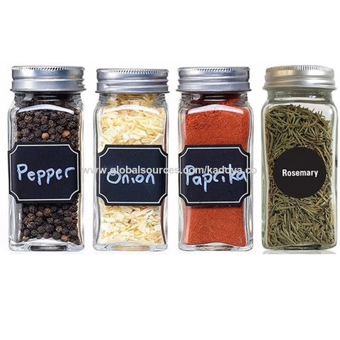 4oz Empty Square Spice Containers Glass Spice Jars Bottles with Labels -  China Glass Jar and Honey Jar price