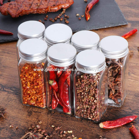 Home Kitchen 120ml 4oz Round Glass Spice Jar Condiment Seasoning