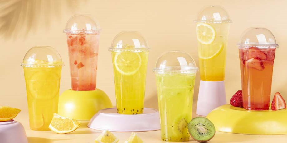 100 pcs Disposable Transparent Plastic Cup Juice Cups Cold Drinks Takeaway  Packaging (with Dome Lid) bubble