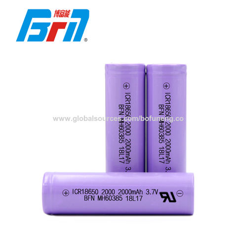 Rechargeable 18650 3.7V 1s1p 2000 mAh Cylindrical Li-ion Battery