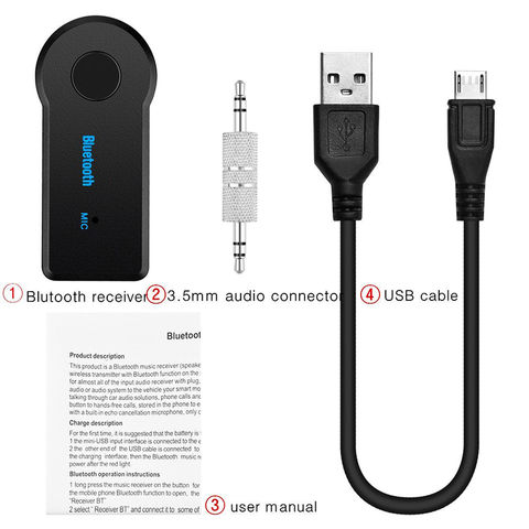 Receptor & Transmissor Bluetooth 5.0 de Áudio USB 3.5mm Jack Para TV PC Car  Kit Adaptador Sem Fio