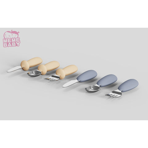 Cucharas De Silicona Para Bebés,Cucharas y Tenedores para Bebés de