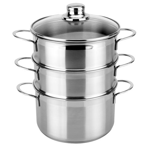 High Quality 3-Tier Stainless Steel Steamer Pot Big Capacity Kitchen Pots  Cooking with Glass Lid - China Steamer Pot and Kitchen Pots price
