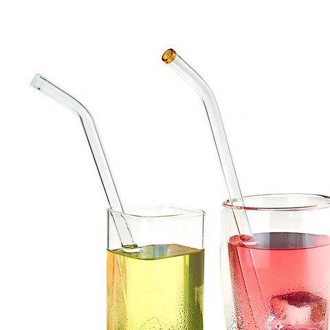 Multi Color 10 Pieces Glass Straws Drinking Reusable Straw