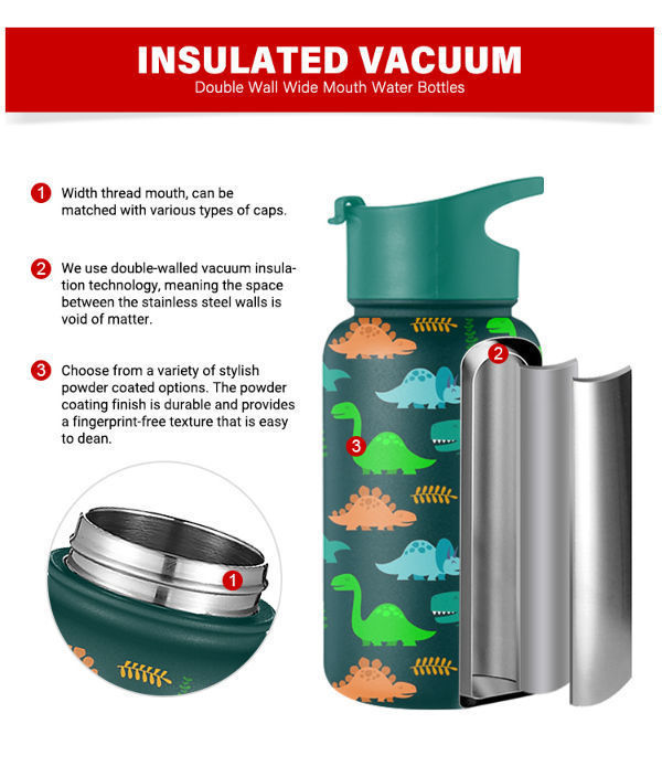 Bpa Free Custom Logo Color Package Food Grade Stainless Steel Wide