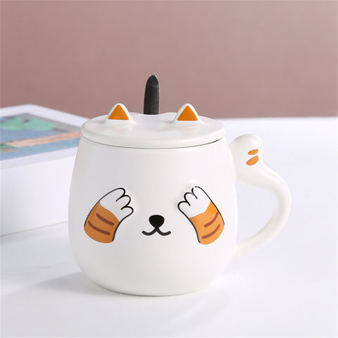 Buy Wholesale China Creative Home Office Cute Cartoon Cat Ceramic Tea Coffee  Tazas Mugs Cups With Lid And Spoon & Ceramic Cute Coffee Mugs Cups at USD  2.15