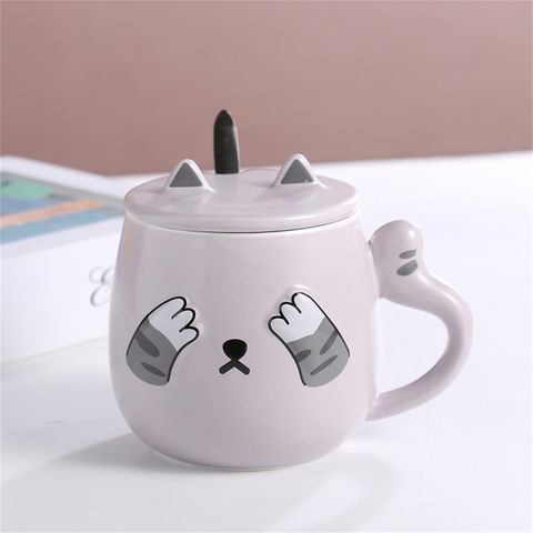 Buy Wholesale China Creative Home Office Cute Cartoon Cat Ceramic Tea Coffee  Tazas Mugs Cups With Lid And Spoon & Ceramic Cute Coffee Mugs Cups at USD  2.15