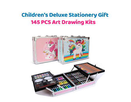 H & B Deluxe Art Set 145-Piece 2 Layers, Child Art Supplies for Drawing,  Painting, Portable Aluminum Case Art Kit for Kids, Teens, Adults Great Gift  for Beginner and Serious Artists 