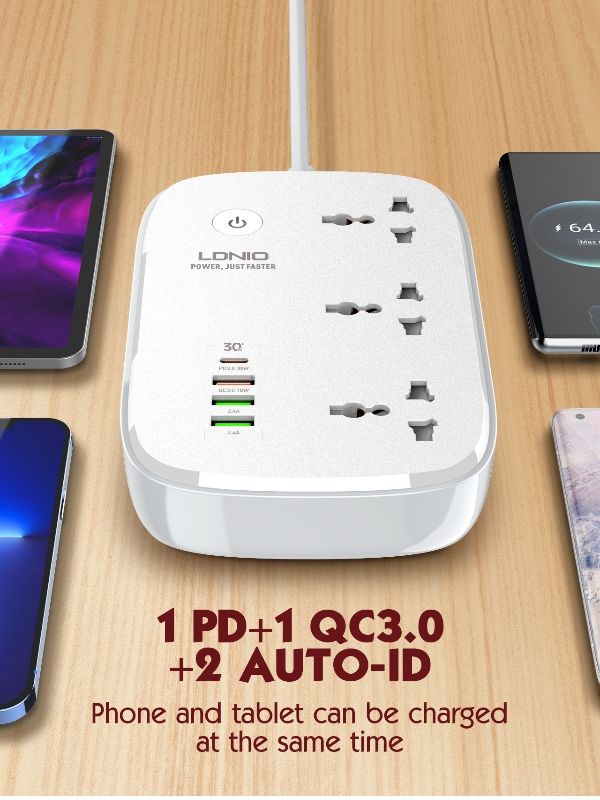 LDNIO SCW3451 WIFI Smart Universal Power Strip 3 Outlets+1 PD+1QC 3.0 + 2 Auto-ID High Output supplier