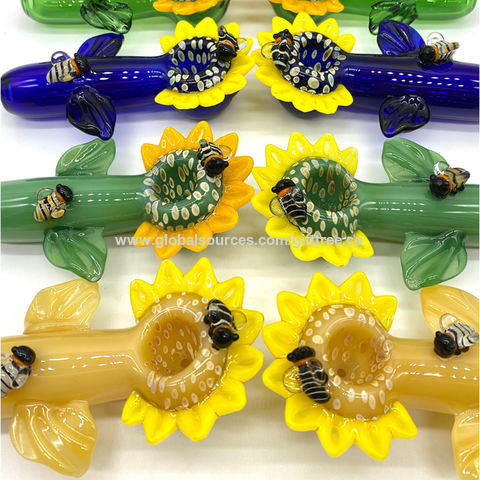 Buy Wholesale China 4'' Sunflower Glass Tobacco Pipe Hand Blow