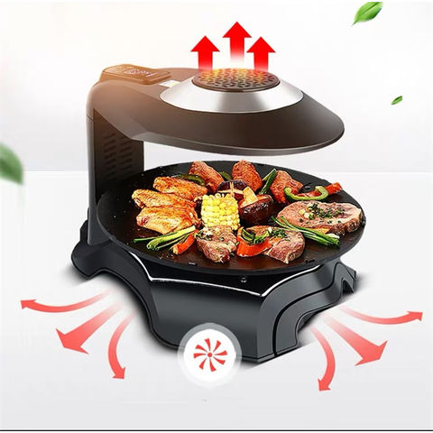 Grille de barbecue et marmite 2 en 1 - Multifonction - Double cloison -  Barbecue coréen - Barbecue électrique d'intérieur sans fumée - 145 cm 