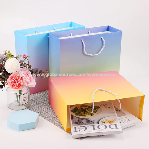 100pcs Customized logo gift bag Gold Present Box For Wedding Box  Bags/Clothes Books Packaging Gold Handle Kraft Paper Gift Bag - AliExpress