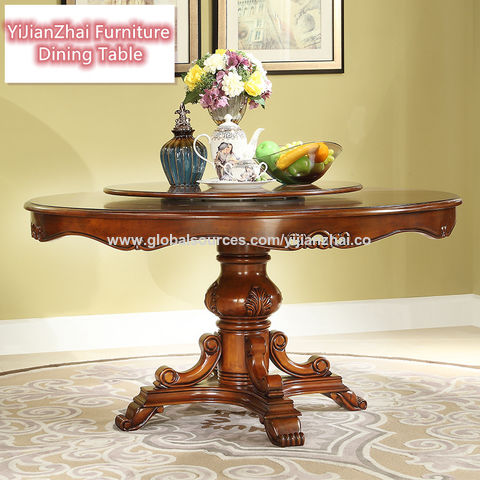 Buy Wholesale China Pecan Solid Wood Round With Lazy Susan Dining