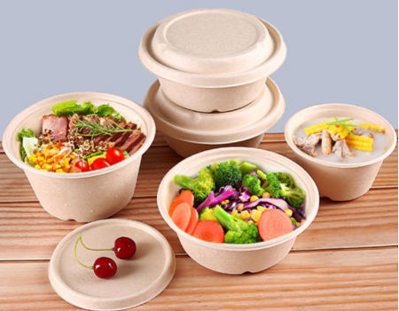 Kraft Deli Bowls Disposable Round Kraft Salad Bowls & Reusable Lids  Takeaway Box