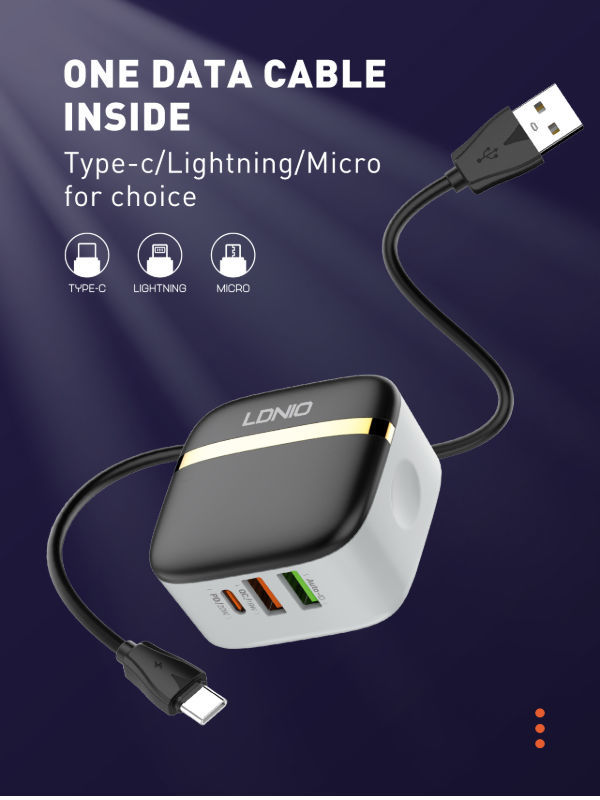 LDNIO A3513Q pd+qc3.0 PD dual USB mobile phone charger 32W US/EU/UK plug Fast Charger supplier