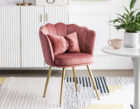 Living room chair pink The modern style of the living room chair is comfortable, soft and elegant supplier