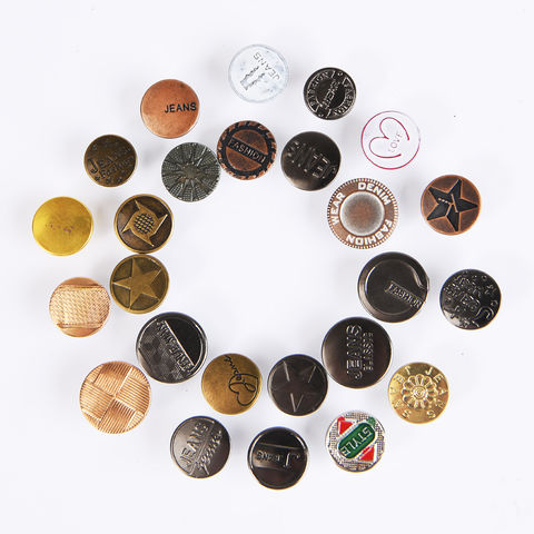 Compre Pantalones Con Botón De Mezclilla, Remaches De Metal