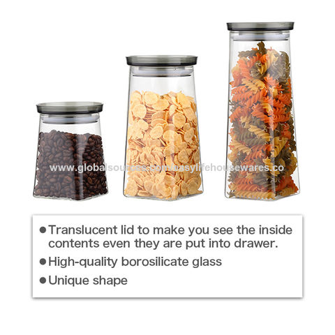 Buy Wholesale China Glass Cookie Jar 3 Pcs Food Glass Storage Airtight Jar  With Lids Glass Candy Jar Set & Cookie Jars at USD 6.75