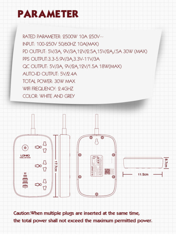 LDNIO SCW3451 WIFI Smart Universal Power Socket Wireless smart wifi strip power socket with USB supplier