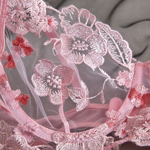 Bulk Buy China Wholesale Sexy Lingerie Girl Pink Flower Embroidery  Stitching Sexy Mesh Garter Belt 3 Piece Set $6.54 from Shanghai Aixi Label  & Ornament Co.,Ltd.