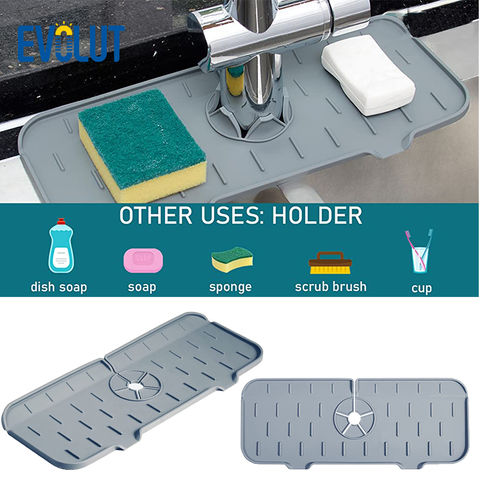 Kitchen Sink Splash Guard - Silicone Drip Catcher Tray, Dish Soap