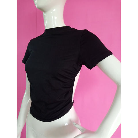 Plain Loose Crop Top T-Shirt, Solid Color O-Neck Short Sleeve Crop