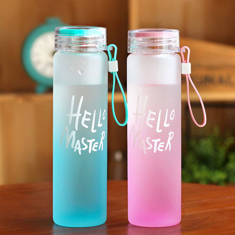 Buy Wholesale China Wholesale Design Wide Mouth Drinking Borosilicate  Custom Glass Water Bottle With Plastic Lid & Thermos Cup at USD 2