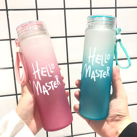 Buy Wholesale China Wholesale Design Wide Mouth Drinking Borosilicate  Custom Glass Water Bottle With Plastic Lid & Thermos Cup at USD 2