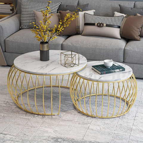 Modern simple light luxury small apartment home bedroom marble round  bedside table table living room sofa corner tablebedside