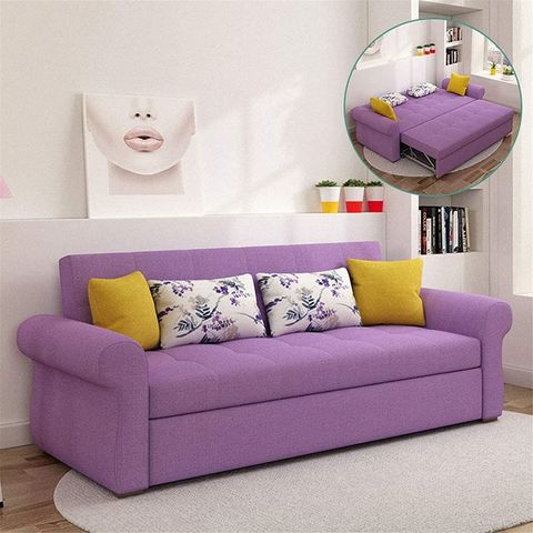 SND-A Sofá cama convertible, moderno mueble de sala de estar,  plegable, multifuncional, sofás, sofá cama, muebles de sofá, cómodo cojín  con caja de almacenamiento y reposabrazos, color beige, 7.1 ft 