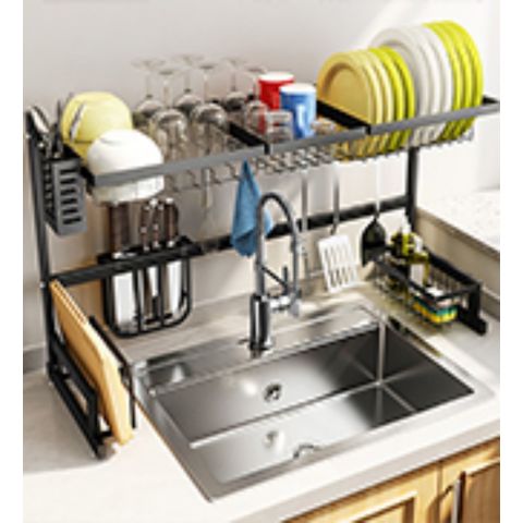Dish Drying Rack, Over The Sink Dish Drying Rack Stainless Steel Adjustable  (from 33.8 to 41.5), 2 Tier Dish Rack with Utensil Holder Sink Caddy Dish  Drainer for Kitchen Counter, Silver 