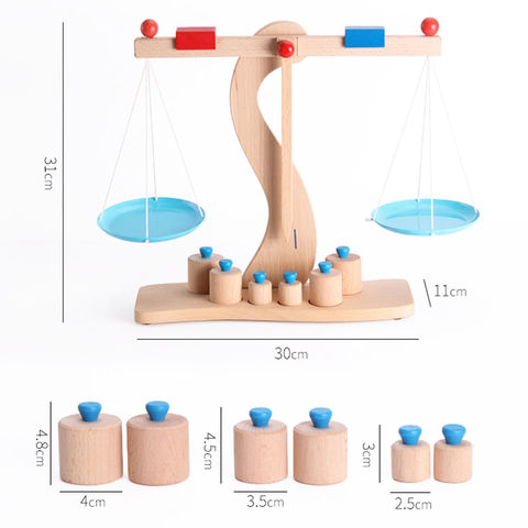 Shulemin Montessori Wooden Balance Weighing Scale Early Childhood Education  Baby Kids Toy