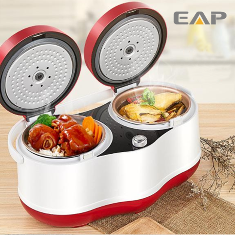 Small rice cooker with steamer non-stick coating removable rice bowl,  one-touch operation mini rice cooker, suitable for 1-2 people, includes