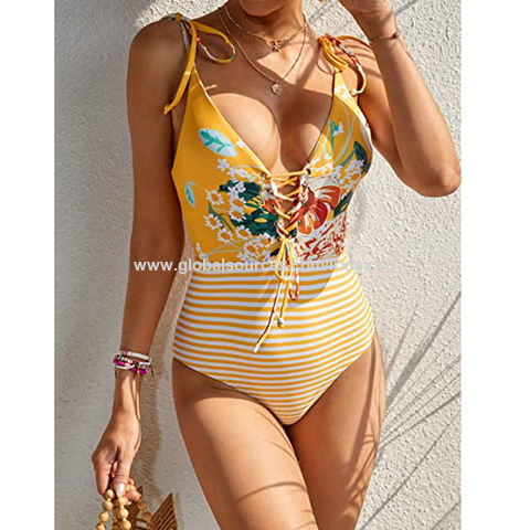 Beach Suit Sexy Swimming Bandeau Bikini Bandage Swimsuits Women Bikini Tops  for Women Large Bust Sunflower