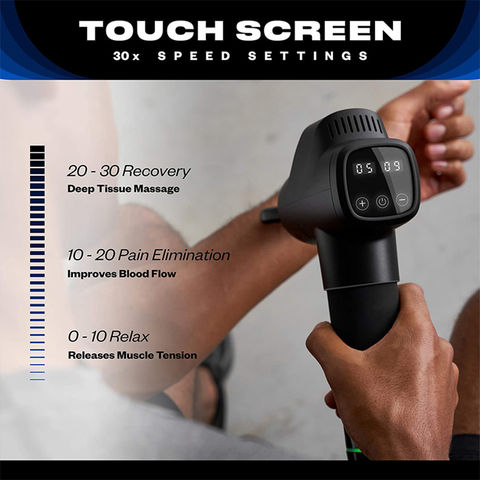 Massage Gun Deep Tissue, Percussion Muscle Massager with 30 Speeds, Quiet Handheld  Massagers for Athletes Shoulder Neck Back Relaxation, LCD Touch Screen with  12 Heads