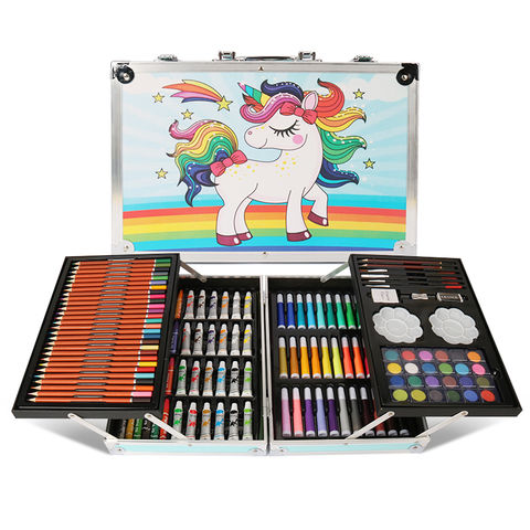145 pcs Set de Dessin, Boîte de Peinture Coffret de Crayon art pour Enfants