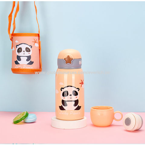 Taza termo de bebida doble de acero inoxidable para niñas, taza deportiva  con pajita, termo